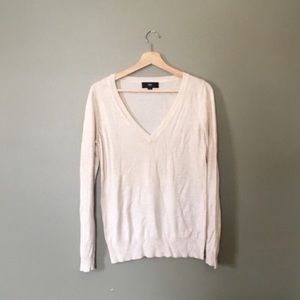 V Neck Basic Cream Sweater